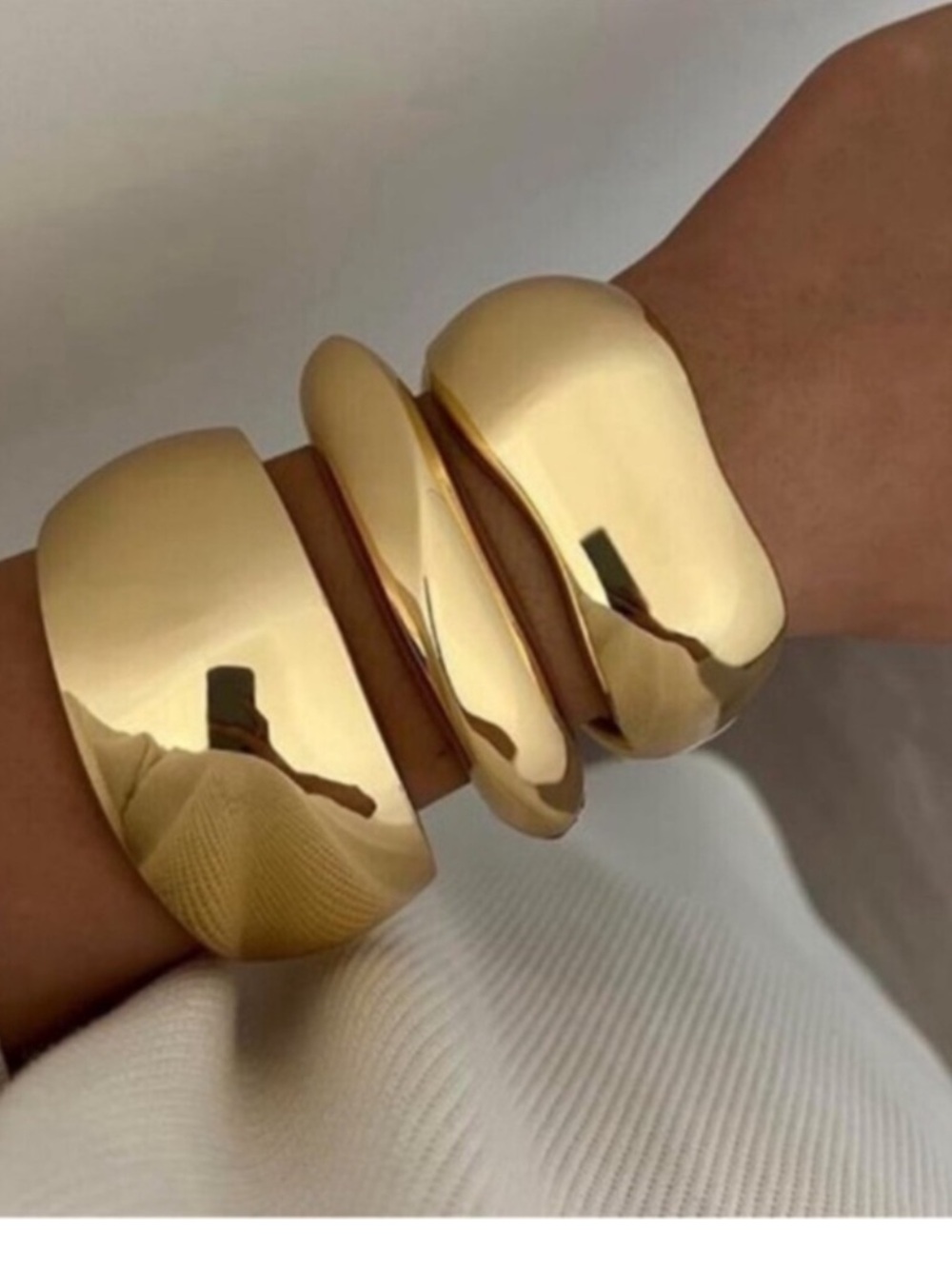 Chunky Gold Bangle Set | Wide 14K Plated Stackable Bracelets.